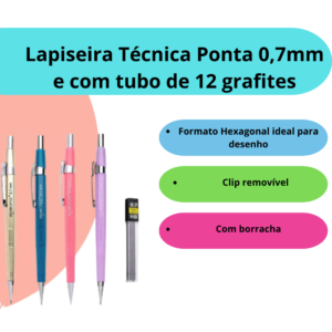 Lapiseira Técnica Hexagonal Jocar 0,7mm com tubo de grafite - Jocar Office
